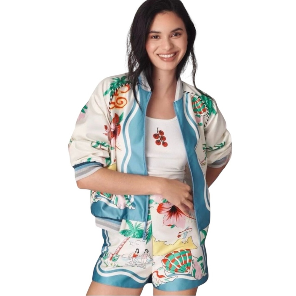 Anna Sui Florida Cotton Sateen Printed Bomber Jacket -HARD TO FIND - Size LARGE - Picture 4 of 5